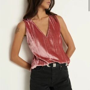 Nation LTD Ave Pink Pleated Sleeveless Tank Top